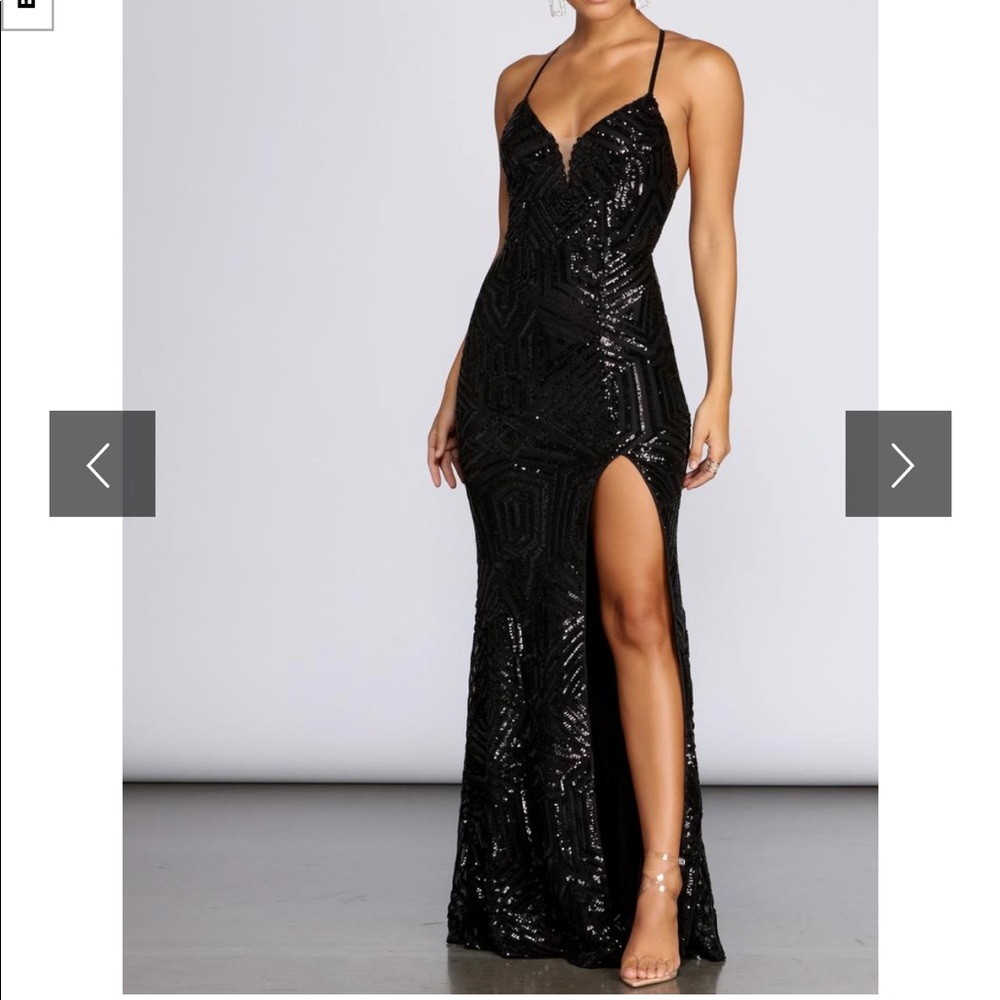 A black sequined dress